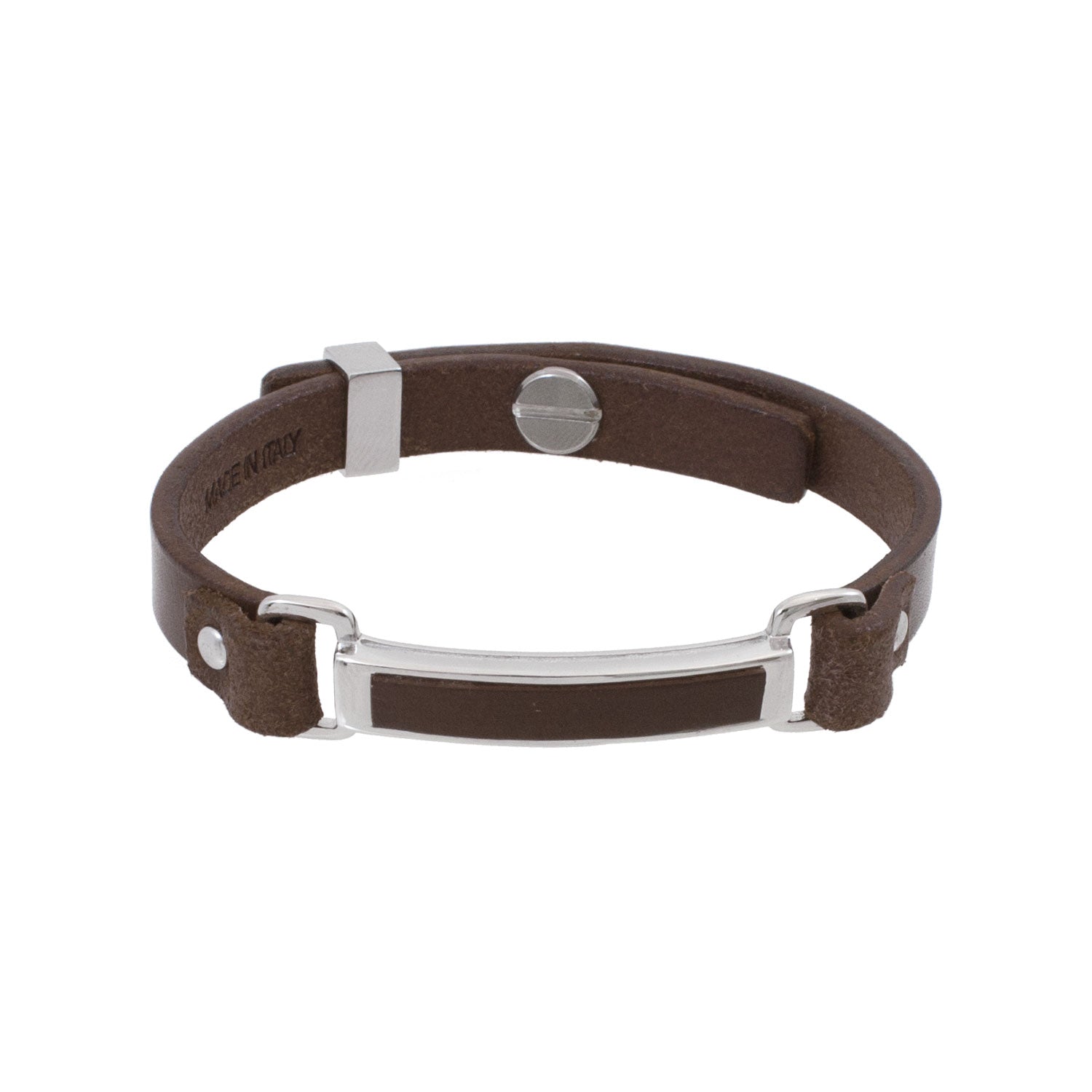 Leonardo Bracelet in Genuine Leather with Central Metal for Men