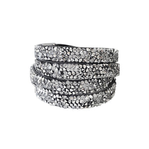 Open image in slideshow, Amelia Bracelet in Genuine Leather with Crystals for Women
