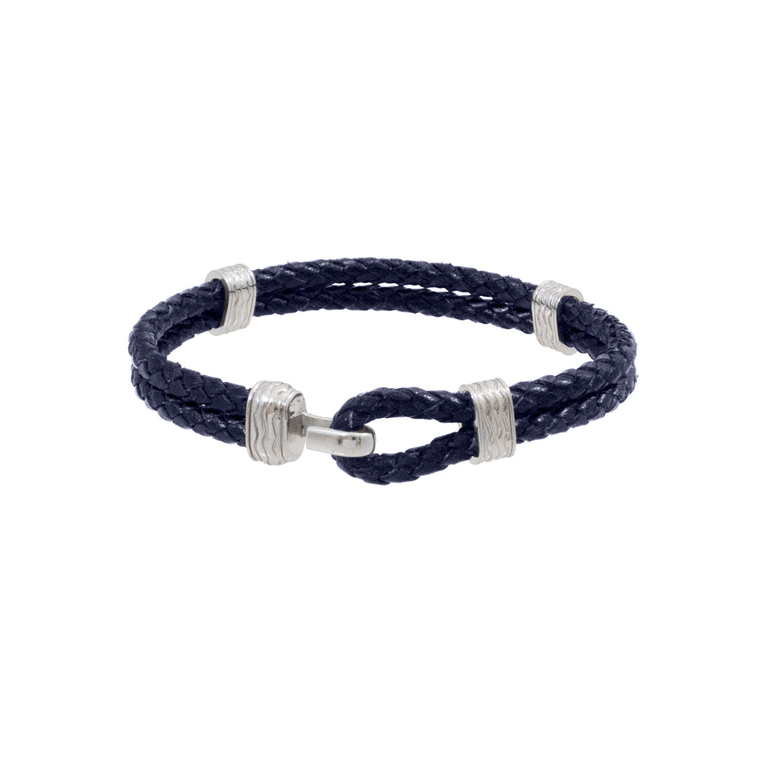 Daniele Bracelet in Genuine Scoubidou Leather and Men's Steel metals