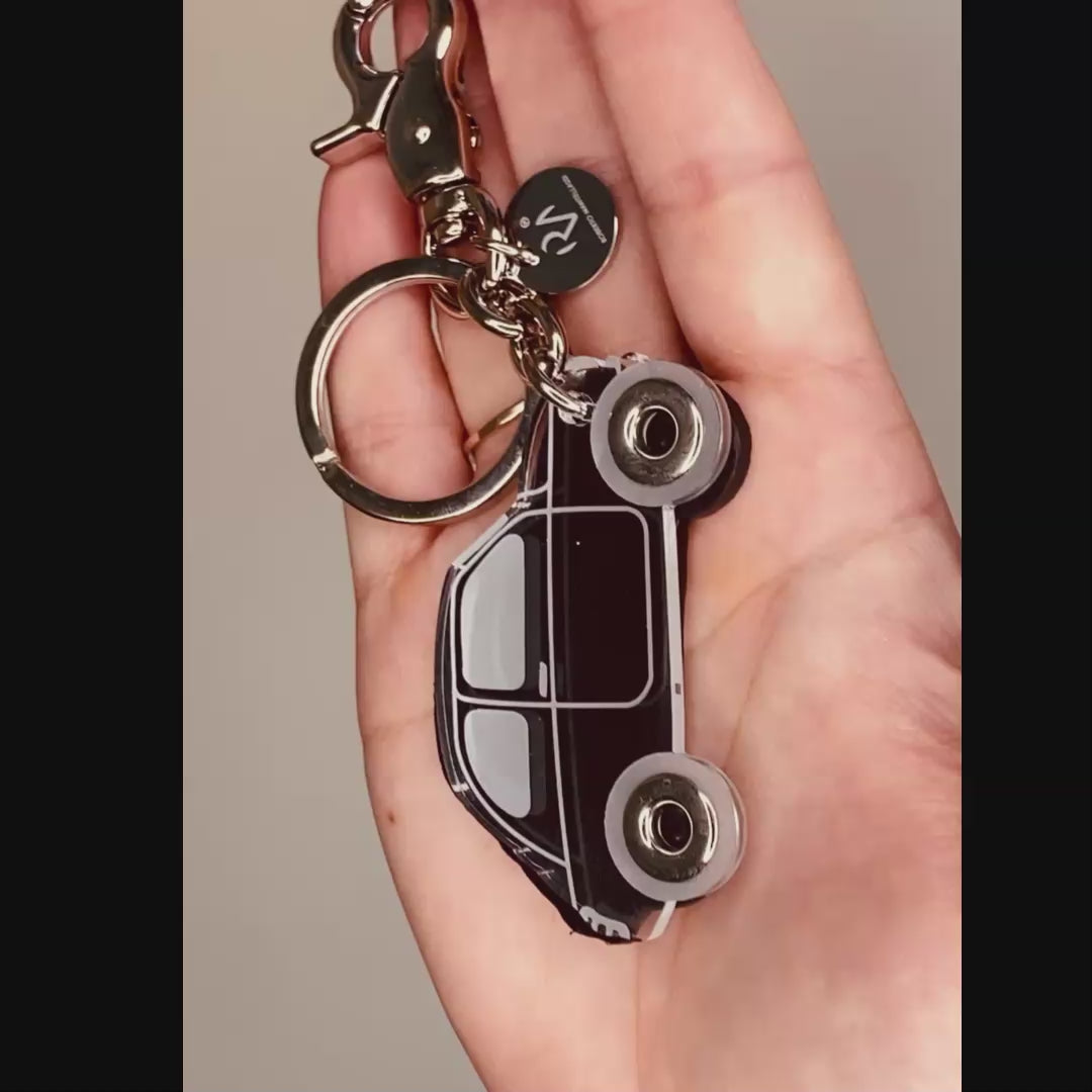 Genuine Leather and Plexiglass Car Keychain for Women