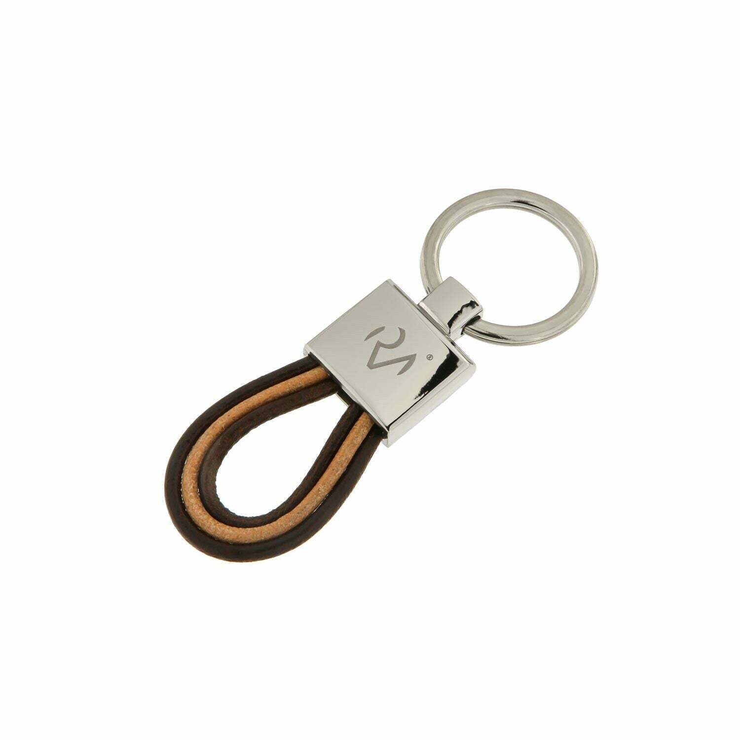 Keychain in Genuine Two-Tone Simple Drawn Leather for Men