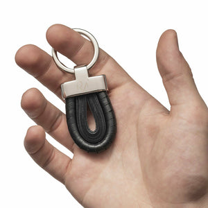 Open image in slideshow, Wrapped Black Genuine Leather Keychain for Men
