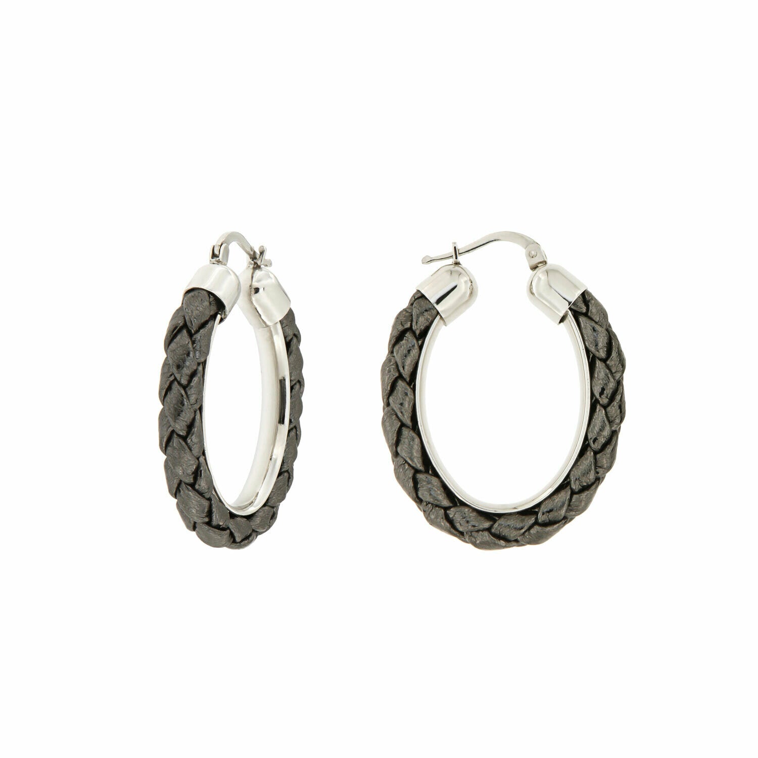 Michela Genuine Leather Scoubidou Oval Earrings for Women