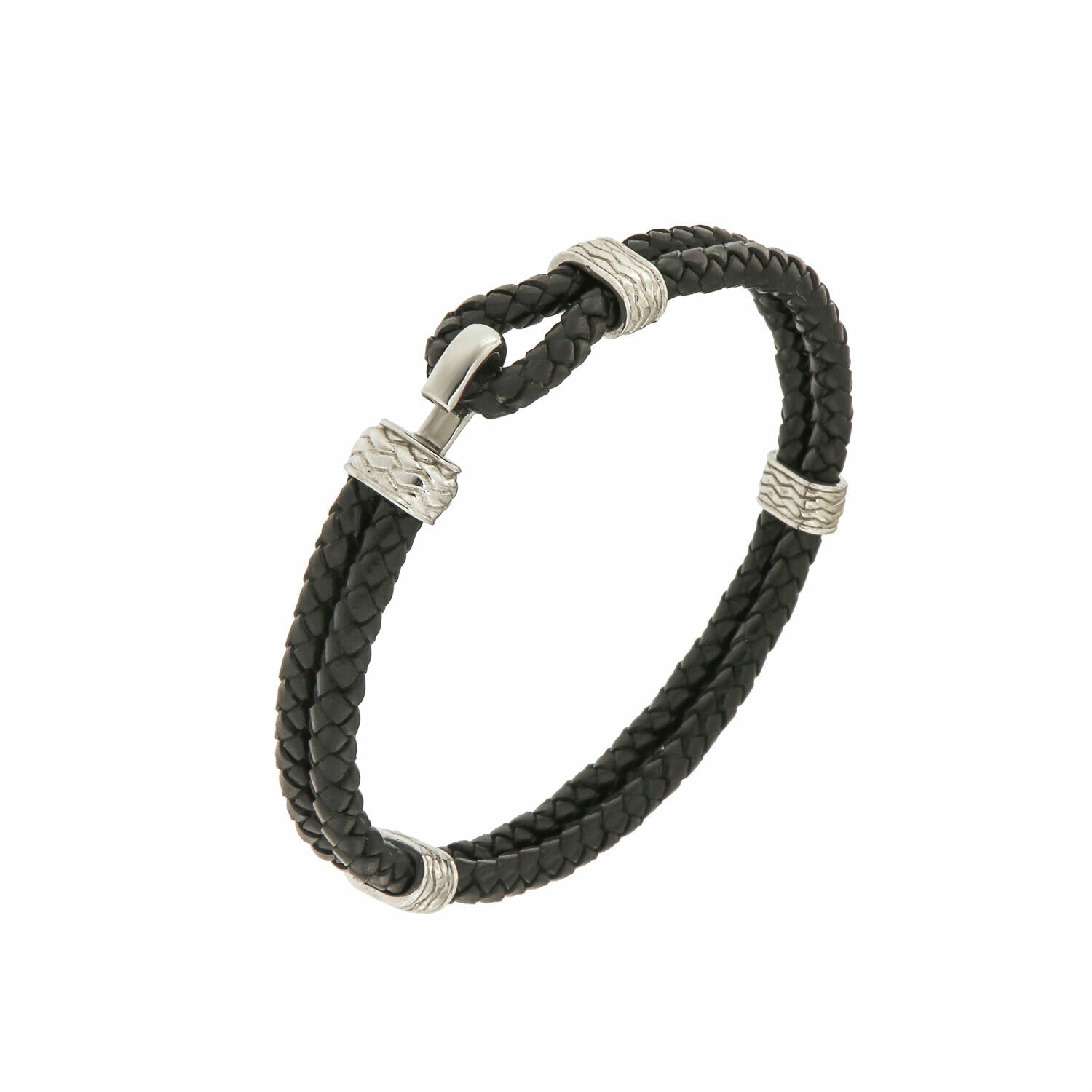 Bracciale Daniele in Vero Cuoio Scoubidou e metalli Acciaio Uomo