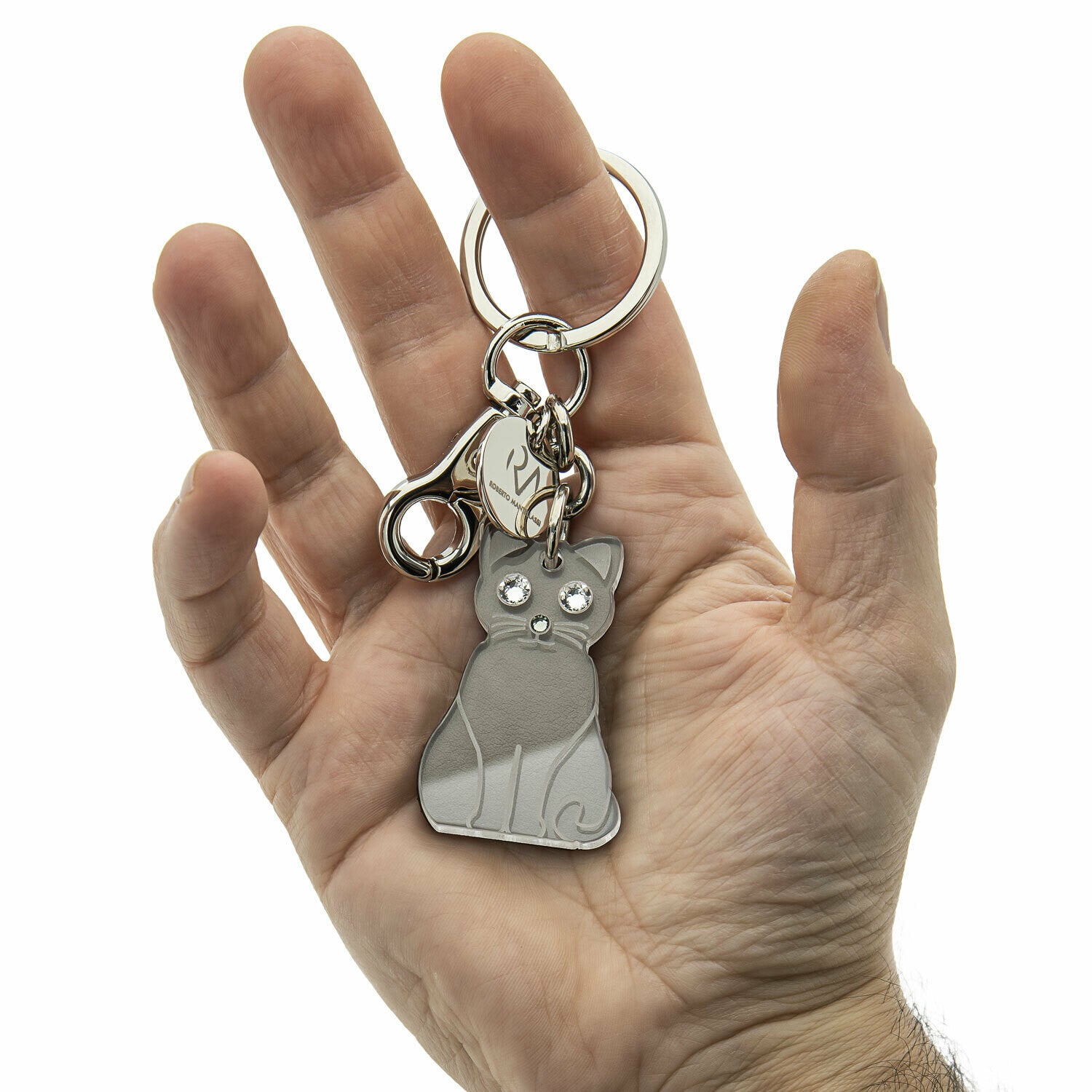 Genuine Leather and Plexiglass Keychain Cat Woman