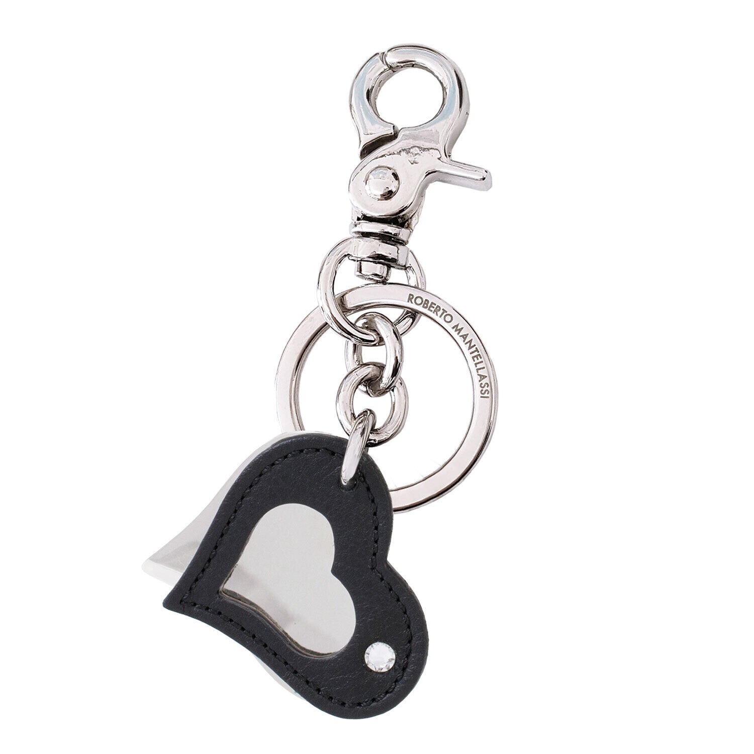 Red Genuine Leather and Metal Heart Keychain for Women