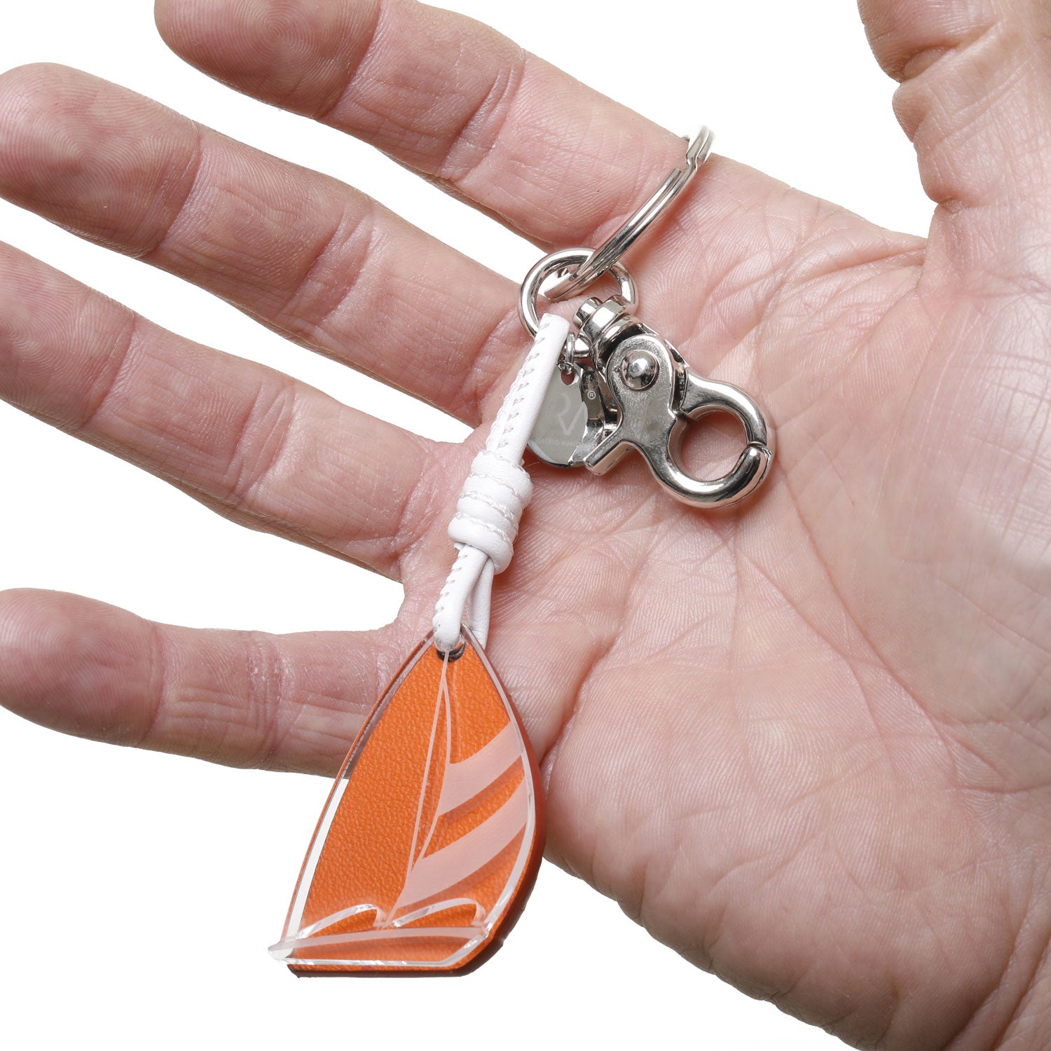 Genuine Leather and Plexiglass Keychain for Men's Sailing Boat