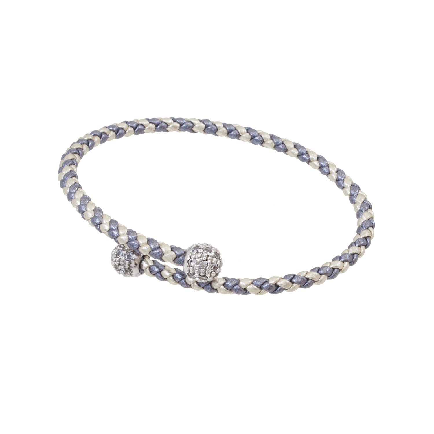 Serena Bracelet in Genuine Scoubidou Semi-Rigid Leather with Crystals for Women